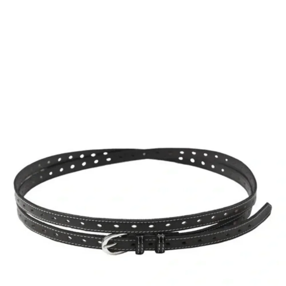 Zara Skinny Black Leather Double Wrap Belt